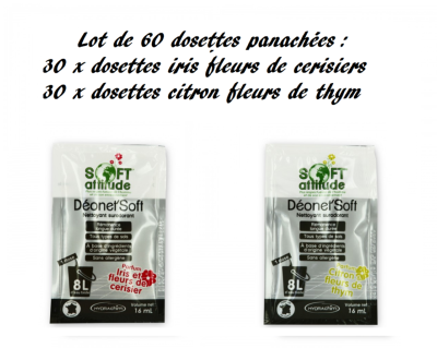  60 X Dosettes 2D Détergent Surodorant SOFT ATTITUDE panachées