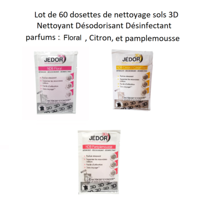  60 X Dosettes 3D Détergent, Désinfectant et Désodorisant JEDOR panachées