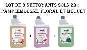 3 x Nettoyant sols Détergent surodorant 2D en 1 L : Pamplemousse, floral et muguet